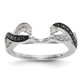 14K White Gold 1/5 carat Black and White Diamond Complete Wrap Ring